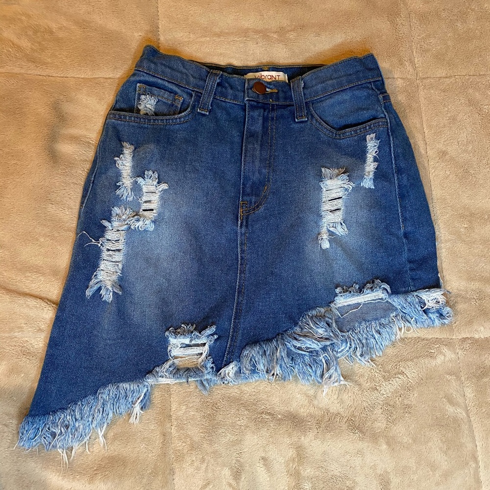 Vibrant Asymmetrical Denim Skirt